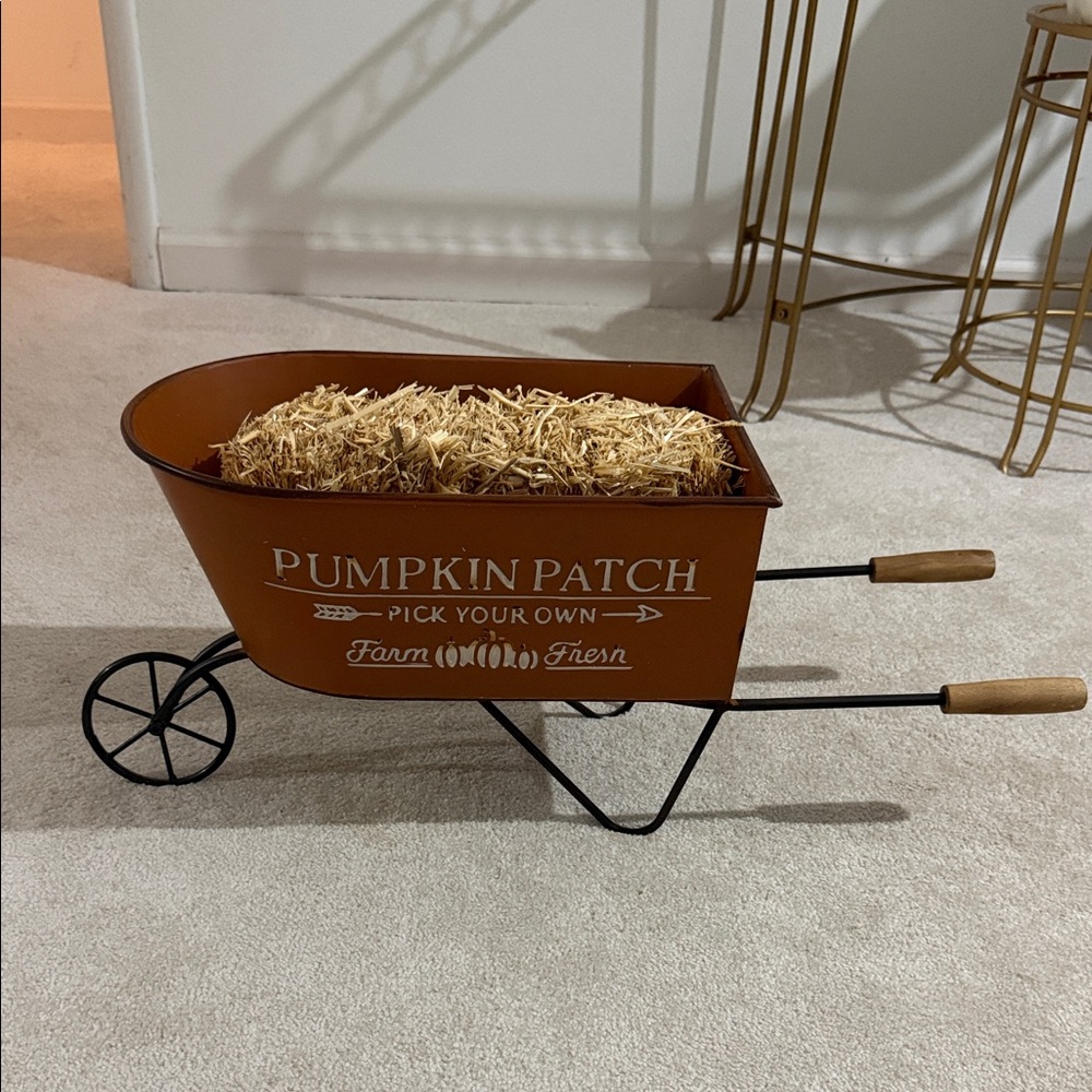 Pumpkin Patch Orange Decorative Wheelbarrow